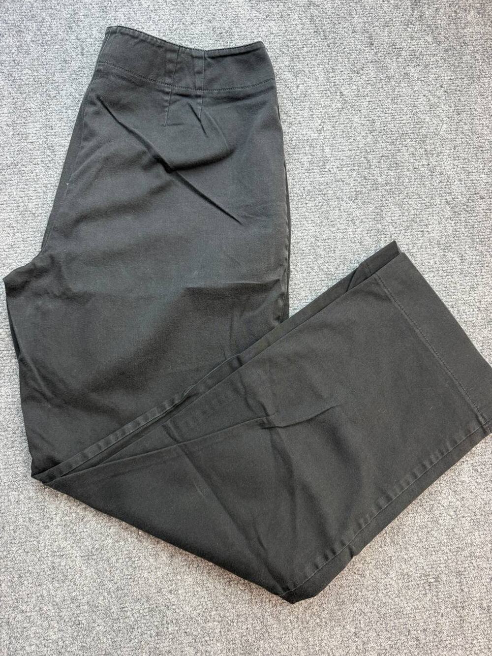 Ann Taylor LOFT Women’s 12 Black Stretch Wide Leg Pants Buckle Waist Tabs